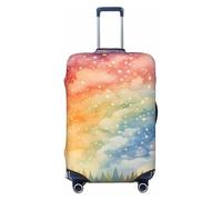 Fundas para maletas, Funda for maleta con diseño de corazón morado, blanco y naranja for San Valentín, antiarañazos, compatible con equipaje de 18 a 32 pulgadas.(Rainbow Stars Trees in the Forest,S)