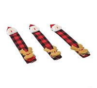 Fundas para manijas de nevera de tela no tejida con diseño navideño 3D de Papá Noel, muñecos de nieve y alces para protección de puertas de electrodomésticos de cocina (B)