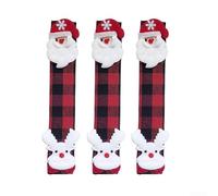 Fundas para manijas de nevera de tela no tejida con diseños 3D temáticos navideños, incluyendo muñecos de nieve y Papá Noel, diseñadas para adaptarse a electrodomésticos de cocina de forma segura (D)