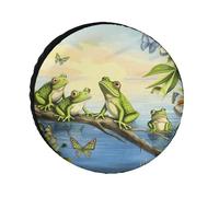 Fundas para neumáticos de agua de verano con diseño de mariposas y lagos, impermeables, anti rayos UV, de 26 pulgadas, cubiertas de rueda de un solo eje para caravana, camión, SUV, remolque, universal