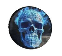 Fundas para neumáticos de calavera azul con impresión 3D, impermeables, anti UV, cubierta de neumático de 30 pulgadas, cubiertas de rueda de un solo eje para caravana, camión, SUV, remolque, universal