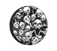 Fundas para neumáticos Holloween con fondo de calavera, impermeables, anti UV, para camión y remolque