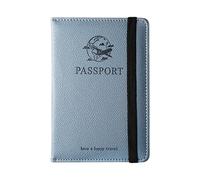 Fundas para pasaporte de negocios, cartera de viaje de piel sintética, tarjetero con bloqueo , organizador de documentos para identificación, dinero en efectivo, tarjetas, billetes, Azul, Refer to