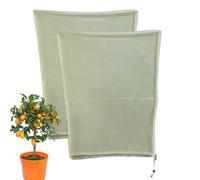 Fundas para plantas, 2 piezas de tela transparente con cordón, 39.4 x 47.3 pulgadas, protección contra congelación de plantas, para arbustos, árboles, rosas, vegetales, patio, césped, frutas