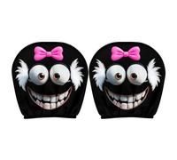 Fundas Para Reposacabezas Coche | Juego De 2 Fundas Con Divertidos Ojos De Dibujos Animados | Decoración Para Asientos Delanteros De Automóvil SUV Camión Furgoneta | Aplicación Universal Para