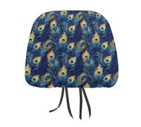 Fundas para reposacabezas de Coche con Plumas de Pavo Real y elástico, 2 Piezas, para Coche, camión, SUV, Accesorios Interiores.