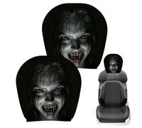 Fundas para reposacabezas de coche, divertidas decoraciones elásticas para | Juego de 2 fundas para reposacabezas de coche de Halloween para SUV, MPV, RV, tractor, remolque, camión, automóvil