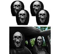 Fundas para reposacabezas Ghost Face, 2026 Nuevas espeluznantes Fundas para reposacabezas de Coche con impresión de Cara de Fantasma (E, 4 Artículos)