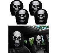 Fundas para reposacabezas Ghost Face, 2026 Nuevas espeluznantes Fundas para reposacabezas de Coche con impresión de Cara de Fantasma (I, 4 Artículos)