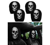 Fundas para reposacabezas Ghost Face, 2026 Nuevas espeluznantes Fundas para reposacabezas de Coche con impresión de Cara de Fantasma (D, 4 Artículos)