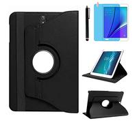 Fundas para Samsung Galaxy Tab S3 9.7 Inch 2017 Casos SM-T820 SM-T825 SM-T827,360 Rotación Soporte Protección Cubrir Inteligente Case,Tener bolígrafo,Película Protectora (Black)