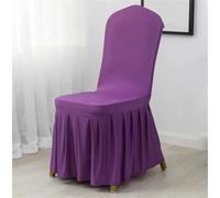 Fundas para silla de banquete, estilo falda, universal, plisado, espectáculo, fiesta de hotel, color morado oscuro