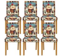 Fundas para sillas de comedor con diseño de erizo, árboles fantasiosos de invierno, copos de nieve, elastano, lavable, extraíble, decoración para comedor, hotel, inauguración de la casa, 6 unidades