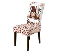 Fundas para sillas de comedor con diseño de gnomo, diseño de flores de café de temporada, color marrón, elastano, lavable, elástico, protector de silla, decoración para comedor, hotel, inauguración de