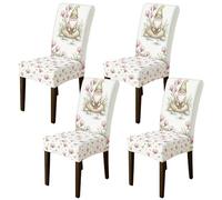 Fundas para sillas de comedor con diseño de gnomo, magnolia de magnolia, color verde, elastano, lavable, elástico, protector de silla, decoración para cocina, sala de estar, fiesta, 4 piezas