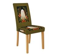 Fundas para sillas de comedor con diseño floral fantasmal, fundas elásticas y lavables de elastano, bonitos protectores de asiento de temporada para decoración de Halloween, 1 unidad