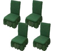 Fundas para Sillas De Comedor con Falda Funda Silla Elástica Cubre Sillas Cocina Protector De Silla Tapas para Banquete Boda Lavable Funda De Universal Decoración Hogar(Green,4 PCS)
