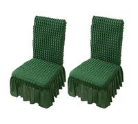 Fundas para Sillas De Comedor con Falda Funda Silla Elástica Cubre Sillas Cocina Protector De Silla Tapas para Banquete Boda Lavable Funda De Universal Decoración Hogar(Green,2 PCS)