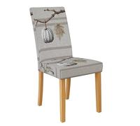 Fundas para sillas de comedor con patrón de calabaza gris, protectores de asiento de elastano elásticos y lavables, fundas decorativas de temporada para cocina de otoño, 1 unidad