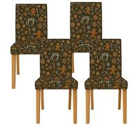 Fundas para sillas de comedor con patrón de pan de jengibre, protectores de asiento elásticos y lavables de elastano, fundas decorativas para cocina y comedor, 4 piezas