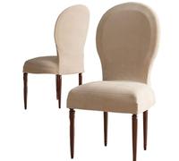 Fundas para sillas de comedor con respaldo redondo, funda de terciopelo de alta gama con respaldo curvo para silla de comedor, juego de 4/2 fundas para sillas de comedor sin brazos, sillas laterales