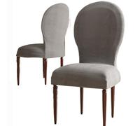 Fundas para sillas de comedor con respaldo redondo, funda de terciopelo de alta gama para silla de comedor con respaldo curvo, juego de 4/2 fundas para sillas de comedor sin brazos, sillas laterales