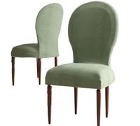 Fundas para sillas de comedor con respaldo redondo, funda de terciopelo de alta gama para silla de comedor con respaldo curvo, juego de 4/2 fundas para sillas de comedor sin brazos, sillas laterales