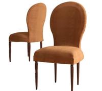 Fundas para sillas de comedor con respaldo redondo, funda de terciopelo de alta gama para silla de comedor con respaldo curvo, juego de 4/2 fundas para sillas de comedor sin brazos, sillas laterales