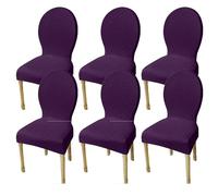 Fundas para Sillas De Comedor con Respaldo Redondo, Set 2/4/6 Elásticas Universales (Altura 51/60 Cm), Cubresillas Ajustable para Madera Ovaladas Sin Brazos(Deep Purple,6pcs M)