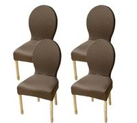 Fundas para Sillas De Comedor con Respaldo Redondo, Set 2/4/6 Elásticas Universales (Altura 51/60 Cm), Cubresillas Ajustable para Madera Ovaladas Sin Brazos(Brown,4pcs M)