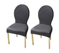 Fundas para Sillas De Comedor con Respaldo Redondo, Set 2/4/6 Elásticas Universales (Altura 51/60 Cm), Cubresillas Ajustable para Madera Ovaladas Sin Brazos(Dark Gray,2pcs M)
