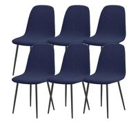 Fundas para Sillas de Comedor de Estilo Moderno de Mediados de Siglo Pack de 2/4/6,Elásticas Funda Silla Concha,Suaves Fundas Sillones Sin Brazos para Cocina Comedor Sala de Estar(Navy Blue,6Pcs)