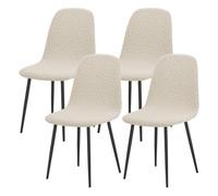 Fundas para Sillas de Comedor de Estilo Moderno de Mediados de Siglo Pack de 2/4/6,Elásticas Funda Silla Concha,Suaves Fundas Sillones Sin Brazos para Cocina Comedor Sala de Estar(Beige Yellow,4Pcs)