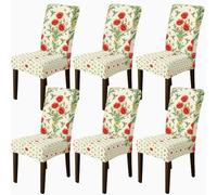 Fundas para sillas de comedor, diseño floral vintage, colibrí, mariposa, primavera, color rojo, elastano, lavable, extraíble, decoración para comedor, hotel, inauguración de la casa, 6 piezas