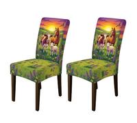 Fundas para sillas de comedor, granja, campo, caballo, oveja, primavera, elastano, lavable, elástico, protector de silla, decoración para comedor, cocina, banquete, 2 unidades