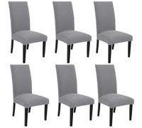 Fundas para sillas de comedor, juego de 2, juego de 4, juego de 6, fundas elásticas para sillas con respaldo alto, extraíbles y lavables, funda protectora para silla de comedor,Light Gray,6PCS