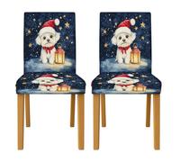 Fundas para sillas de comedor para perros, diseño navideño de farol, estrellas, Navidad, azul marino, elastano, lavable, extraíble, decoración para comedor, hotel, inauguración de la casa, 2 unidades