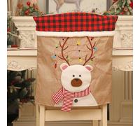 Fundas para sillas de Navidad con motivos de Papá Noel, muñeco de nieve y renos, fundas de lino para sillas de comedor que proporcionan un aspecto festivo y protección (oso)