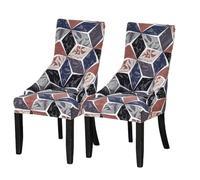 Fundas para Sillas de Respaldo Alto con Estampado Fundas Protectoras para Sillas de Comedor con Brazos para Comedor Banquetes Lavables (A01 2)
