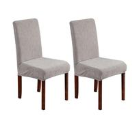 Fundas para Sillas Elásticas Impermeables con Diseño De Hojas - Ajuste Seguro para Comedor Y Oficina Sin Brazos(Light Gray,2pcs)
