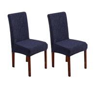 Fundas para Sillas Elásticas Impermeables con Diseño De Hojas - Ajuste Seguro para Comedor Y Oficina Sin Brazos(Baby Blue,2pcs)
