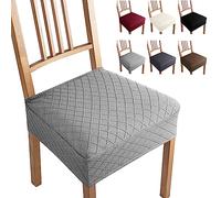 Fundas para Sillas Pack 6 Fundas Elásticas Jacquard Fundas de Asiento Universal Fundas Sillas de Comedor Extraíbles y Lavables Cubiertas de la Sillas para Hogar,Hotel,Fiesta (Gris-Plateado,6 Piezas-B)