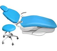 Fundas para sillones dentales, unidad de cuero PU, fundas protectoras impermeables completas, 4 unidades/juego, fundas elásticas y elegantes para asientos.(Methylene blue)