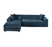 Fundas para sofá modular de terciopelo azul marino, 2 piezas, elásticas, antideslizantes, en forma de L, para muebles de esquina de 3 + 3 plazas, suaves, duraderas, fáciles de instalar