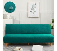 Fundas para sofás, Funda elástica for sofá Cama sin Brazos, Resistente al Agua y con Textura de Hojas, Licra, Antideslizante, Disponible en Tallas S, M L(Blackish Green,Small)