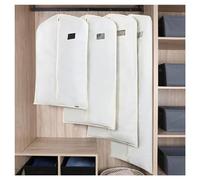 Fundas Para Trajes Y Fundas Para Ropa Bolsas Transpirables De Algodón Para Colgar Ropa Bolsa Antipolillas Para Ropa Fundas Protectoras Para Todas Las Prendas(Size:130×58cm,Color:Blanco-Plano)