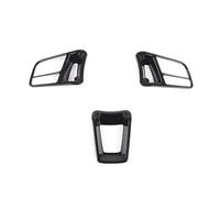 Fundas para Volante Coche para Cayenne para Macan 2015-2020 para Panamera 718 911 918 3 Uds Cubierta Marco Botón Volante Interior Estilo Coche Carcasa Decorativa Volante(Bright Black)