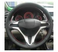 Fundas para Volante de Coche para Jazz para City 2009-2013 para Insight 2010 2011 2012 2014. Funda De Volante De Cuero Sintético Antideslizante(Red Blue Thread)