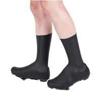 Fundas para zapatos de ciclismo de silicona flexible impermeable de tres capas bloque lluvia viento frío forro interior térmico antideslizante ajustable suela abierta para zapatos talla 41-43 negro