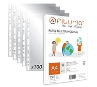 Fundas Plástico A4 Transparente, Pack de Fundas Multitaladro Plástico para Folios + Paquete de Folios A4 con 250 Hojas de 80gr Multiusos - Ofituria (100 Fundas Plástico + Paquete 250 Hojas)